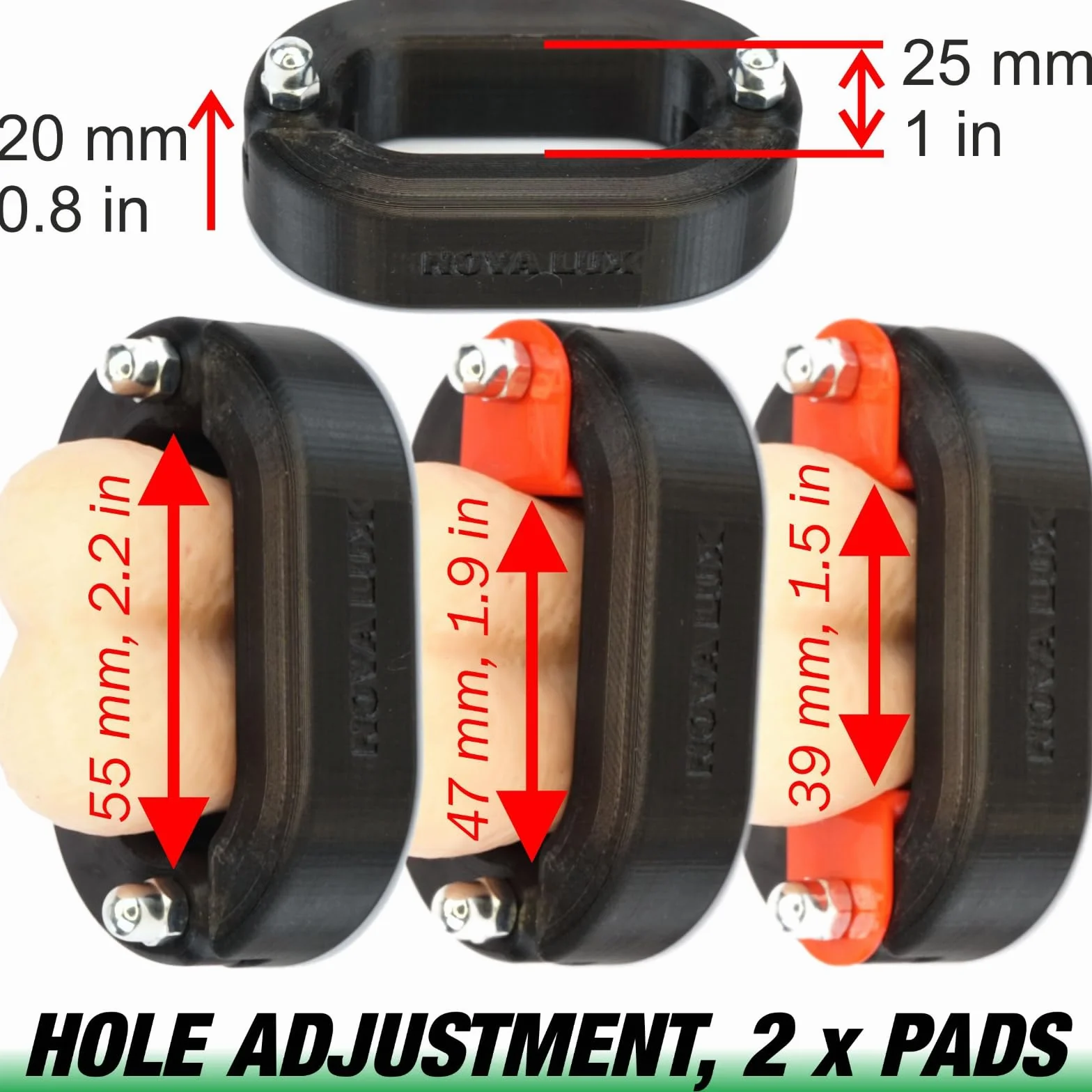GRIP-MAX-RANGER, pince pour scrotum, set avec anneau de serrage Crusher, harnais, cage d'érection pour testicules et scrotum de Nova Lux, CBT