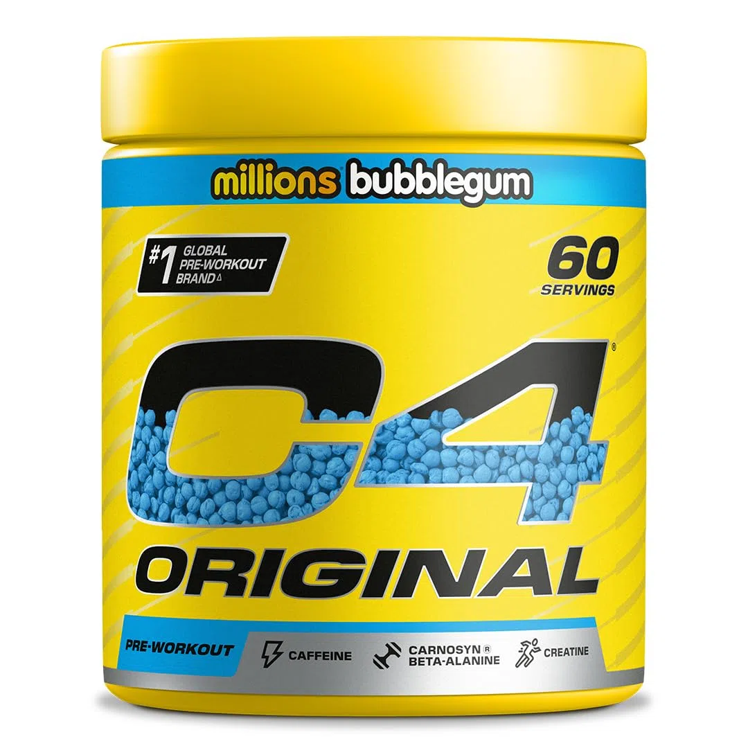 Cellucor C4 Original Pre Workout Powder, Bubblegum, 60 portions | Boisson énergétique en poudre sans sucre avec 150mg de caféine, 1500mg de créatine monohydrate, 1600mg de bêta-alanine.