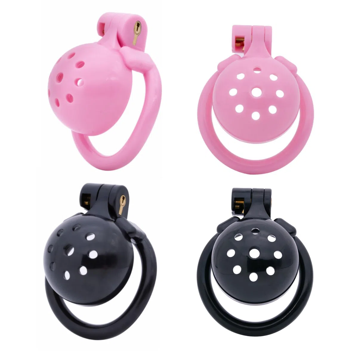 Petite cage à pénis Sex toy Chastity Cage pour homme avec 4 anneaux péniens Cage à pénis creuse et aérée pour SM fétichisme, jeux de bondage Ceinture de chasteté Produits pour adultes (Black,B)