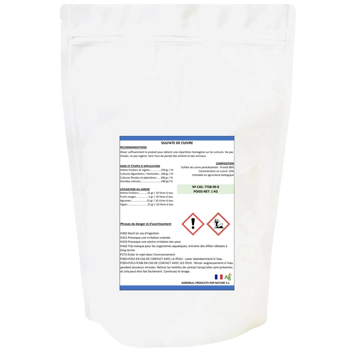 Sulfate de Cuivre 1KG | AGROBULL PRODUCTS FOR NATURE |