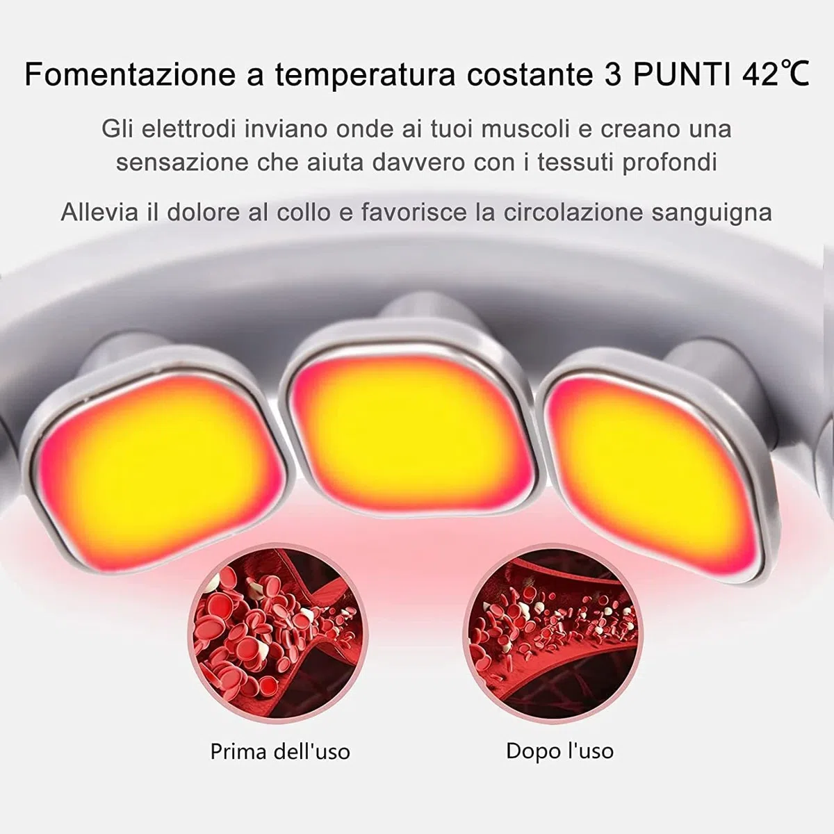 Masseur Cervical Portable, Chaleur 42°C, 5 Modes 9 Intensités, Appareil Massage Électrique Cou Nuque Épaules, pour Maison Bureau Voyage