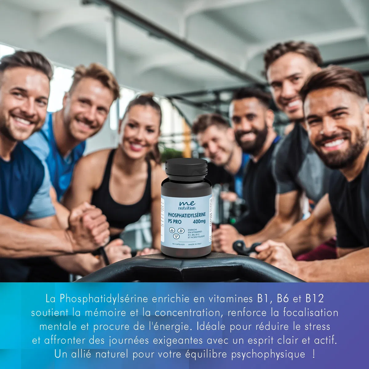Phosphatidylsérine pure 400 mg combat le cortisol, 90 capsules améliore la mémoire et la concentration, réduit le stress supplément nootropique avec des vitamines B1 B6 B12 Acide folique Me Myeasy