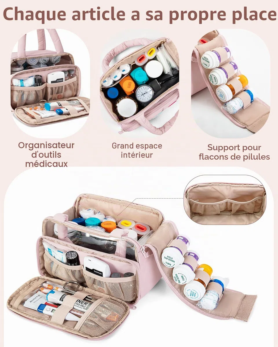 Fasrom Sac Infirmiere Liberales avec Lettre en Chenille | Trousse de Premiers Secours de Voyage pour Visite à Domicile en Portant Fournitures Médicales