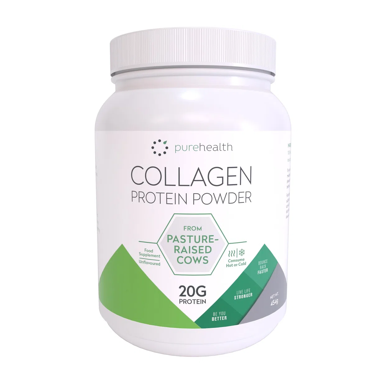 Collagène pur : Poudre de protéine de collagène hydrolysée bovine Peptides pâturage | Sans saveur et se dissout | 20 g de protéines | Paléo Keto Bulletproof | 454g