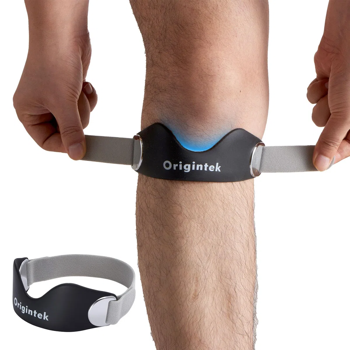 Genouillère Rotulienne Ajustable Antidérapante, Sangle de Tendon Rotulien pour Tendinite, Genou du Sauteur, Course à Pied Basket Volley Squat, 1 Pièce avec 2 Sangles Interchangeables Adultes Ados