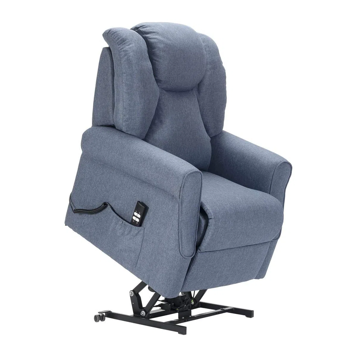 Angela 2 Moteurs Fauteuil releveur Relax Dispositif Médical système de Roue Doux siège à Micro-Ressorts résistant aux Taches fauteuils inclinables Bleu Denim