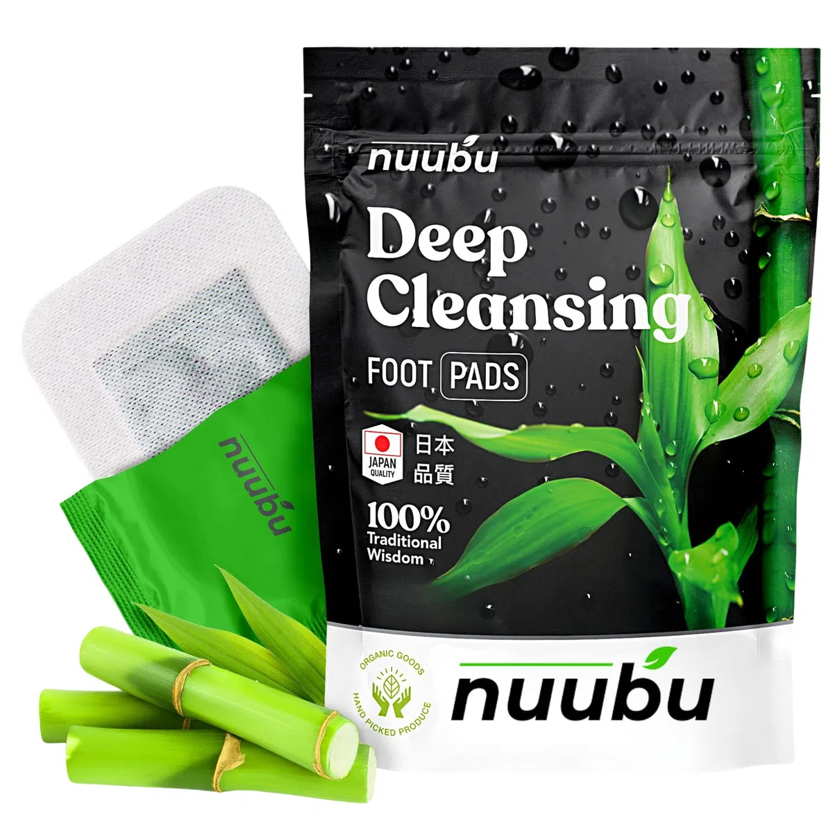 Nuubu Patches pour les pieds (10 Patchs), Patches naturels pour les pieds avec vinaigre de bambou et tourmaline
