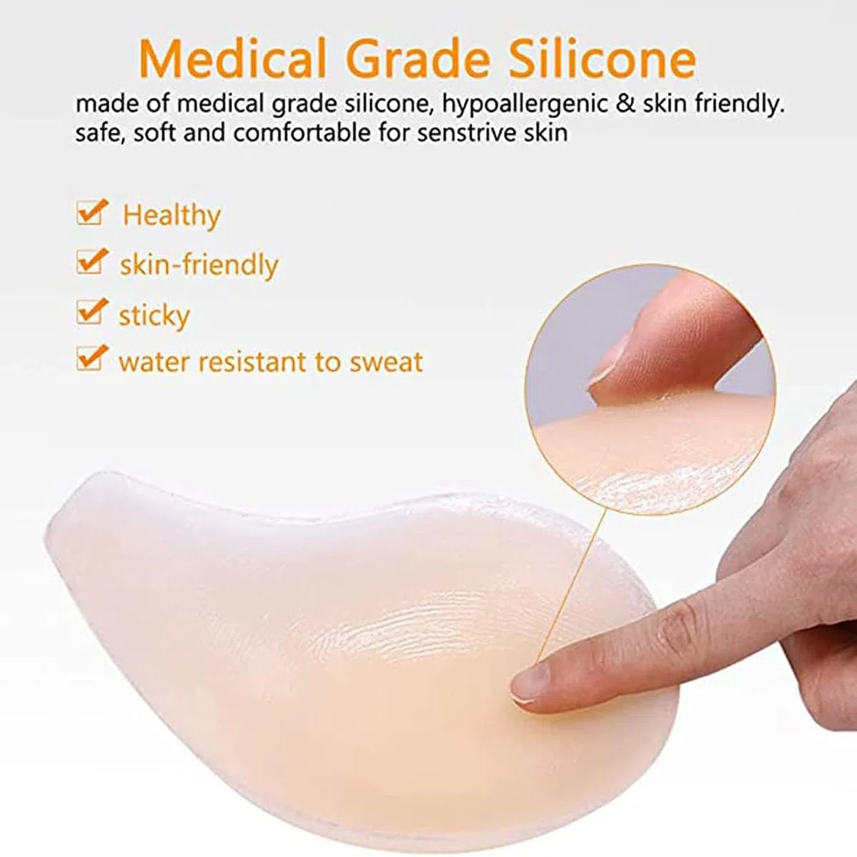 Prothèse Mammaire en Silicone Adhésive Simple Face for Rehaussement Asymétrique Et Soutien Après Mastectomie