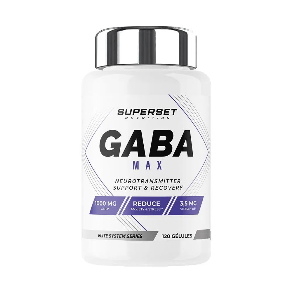 Superset Nutrition - Gaba Max (120 capsules végétales) - Favorise un sommeil réparateur et aide à améliorer la récupération musculaire - 1000 mg de GABA par gélule