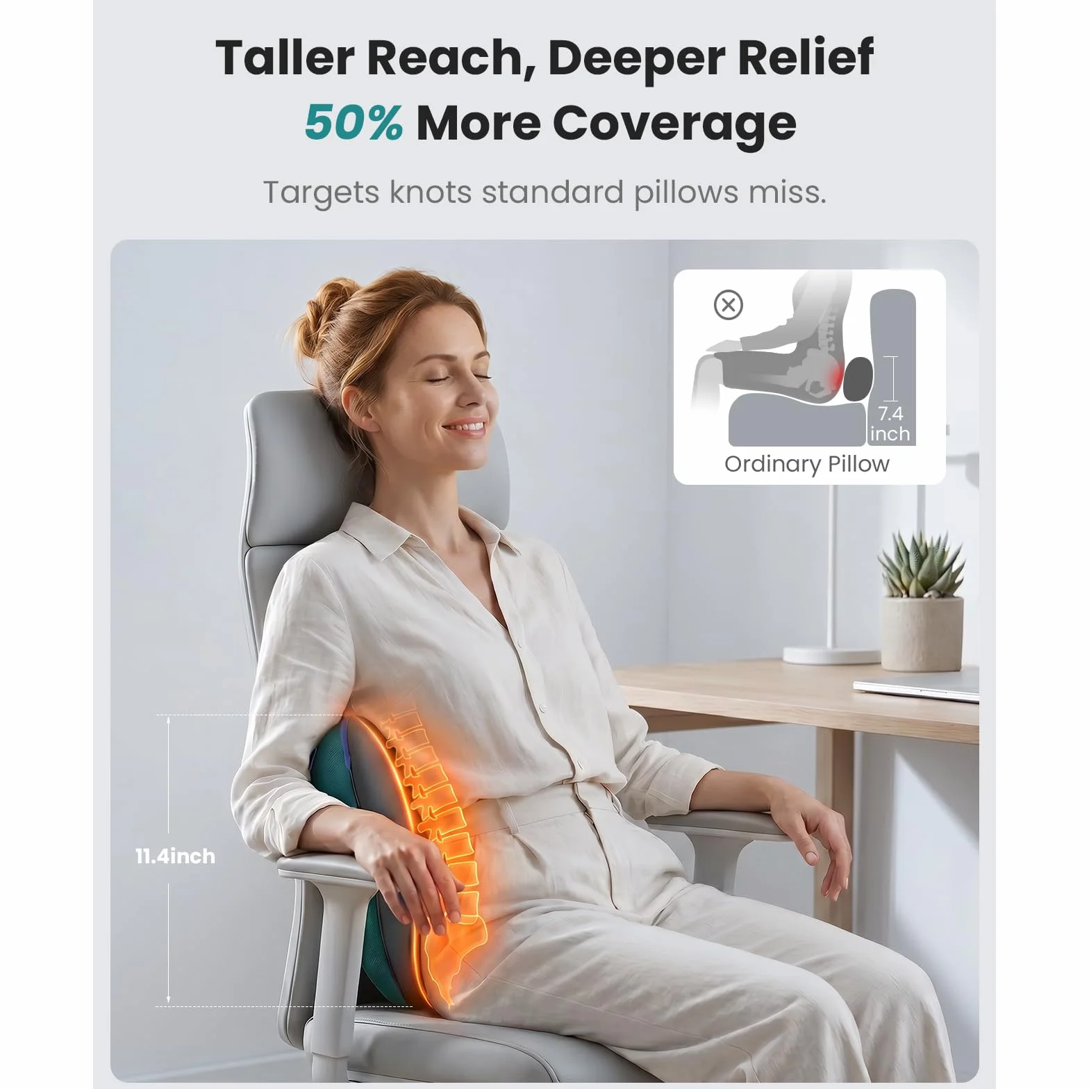 Bob and Brad EZBack Masseur Cervical, Coussin Massage Dos et Cou Épaules avec chaleur, Appareil de Massager Shiatsu Électrique, Massage et Relaxation Cadeaux pour Femme Homme