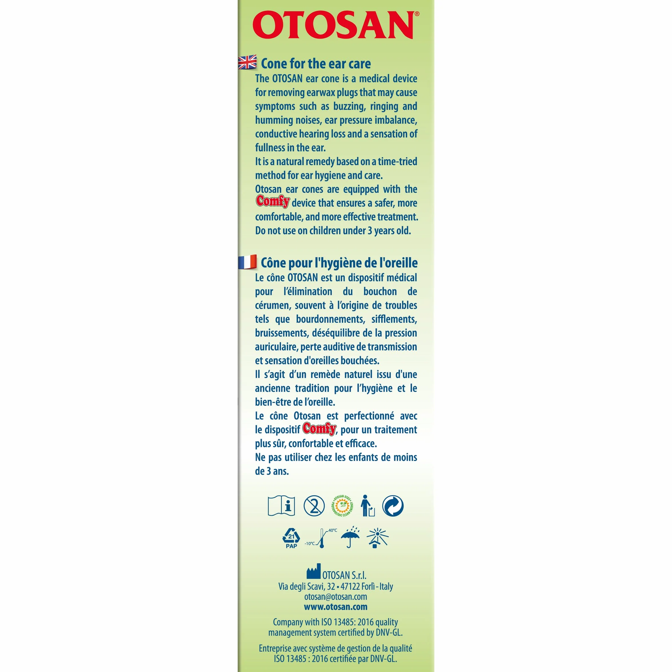 Otosan Bougie Auriculaire – Pour l'Hygiène de l'Oreille, Elimine le Cérumen – Cire d'Abeille et Propolis – Confortable, Sûr Avec Applicateur Comfy – Dispositif Médical Certifié CE – 6 Bougies