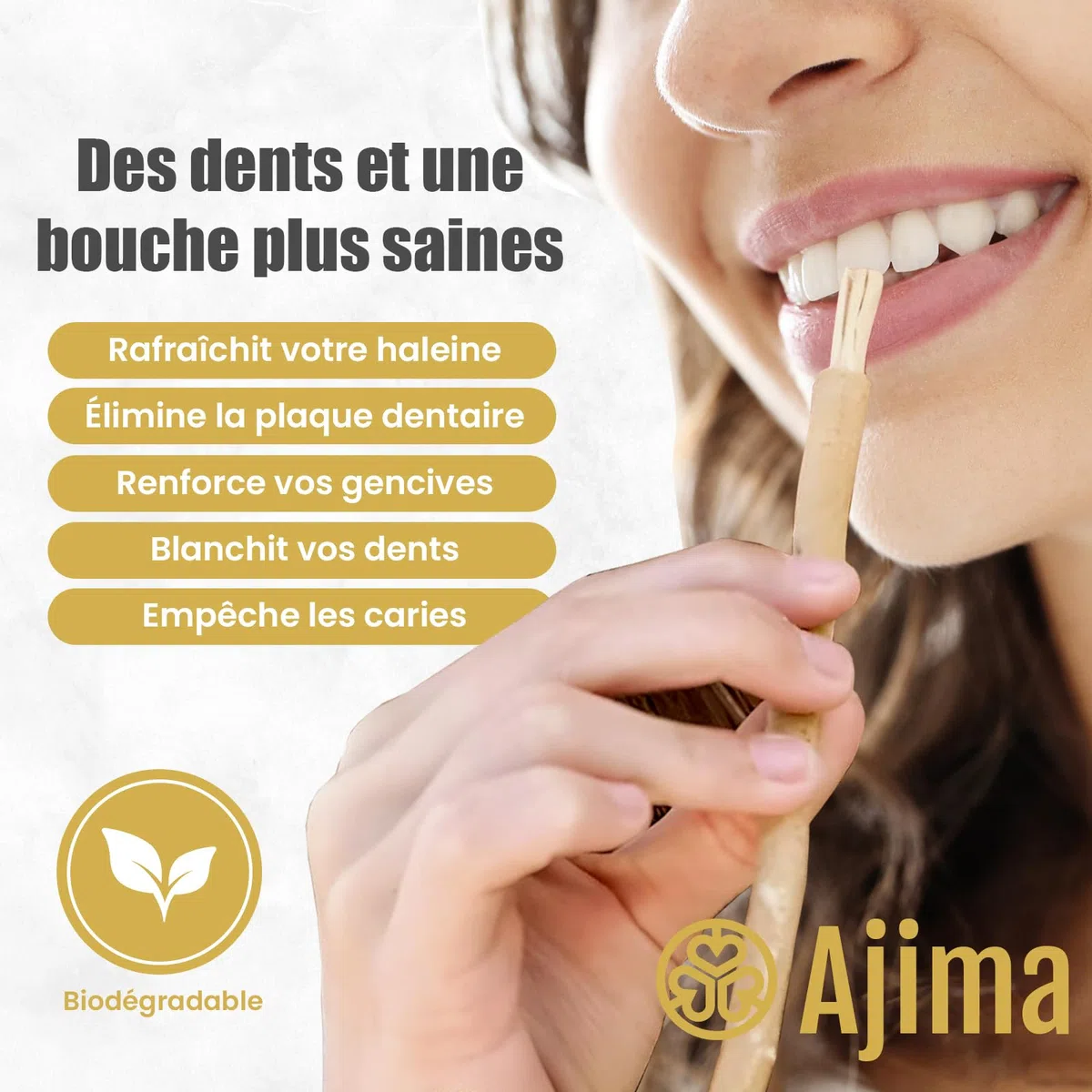 Siwak Naturel 2X + Étui OFFERT* Miswak Brosse à Dents Naturelle en bois d'Araq - Blanchiment Dentaire et Fraîcheur Nettoyante et Désinfectante - Zéro déchet Biodégradable