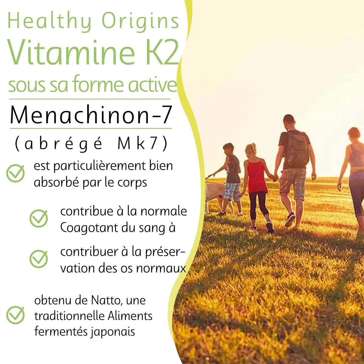 Healthy Origins, Vitamine K2 MK-7, 100mcg, à Base de Natto, 60 Capsules, Sans Gluten, Sans Soja, Sans OGM