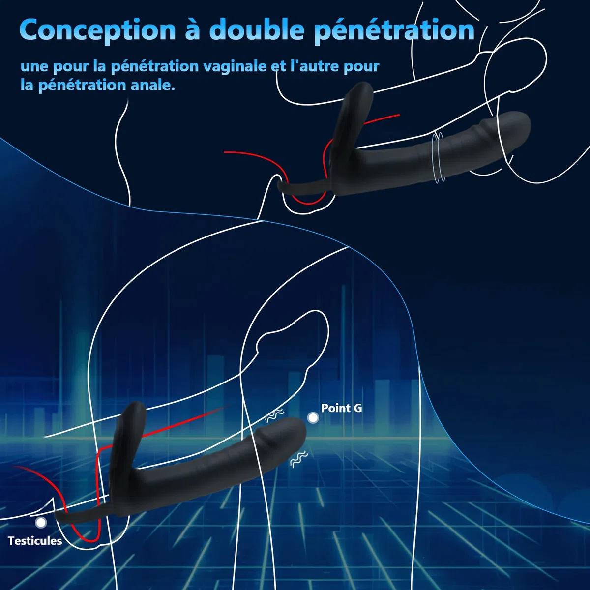Gode Anal Vibromasseur Anneau Pénien Vibromasseurs Sex Toys Anneaux Pénis | Anals pour Couple avec 10 Modes de Propulsion et 10 Modes de Vibration Cock Ring Sex Toýs Prostate Hommes(Telecommande)