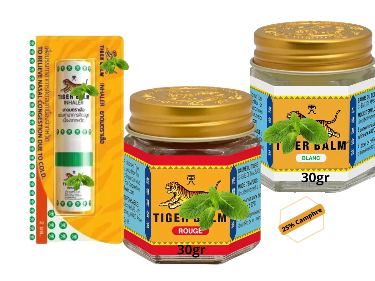 baume chauffant musculaire thailandais Extra Fort Avant et Apres Sport, 100% identique Lot de 03 Produits de 30gr et inhalateur nasal