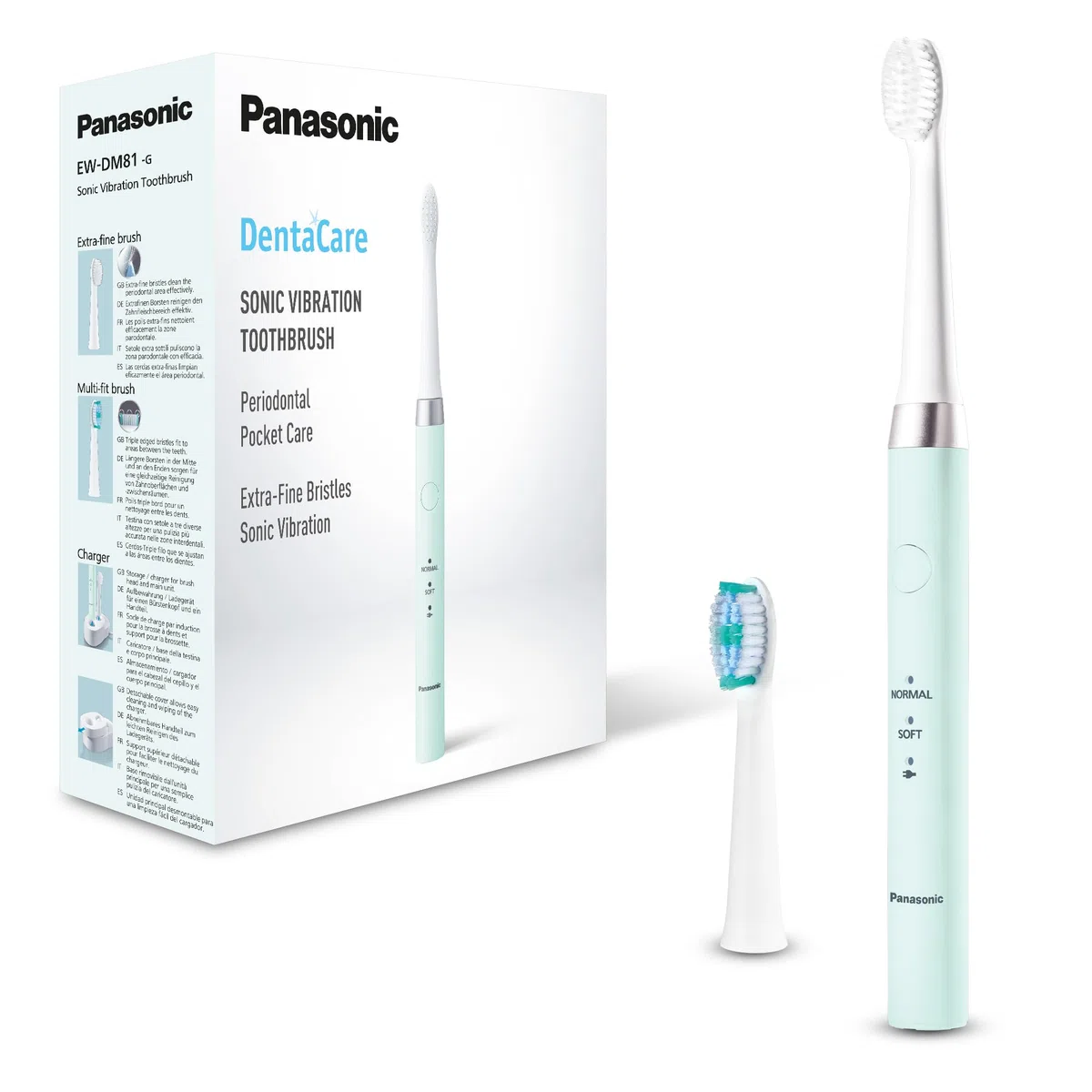 Panasonic EW-DM81-G503 Brosse à dents électrique, 2 têtes incluses, minuteur, 2 modes de fonctionnement, design ergonomique, 31 000 mouvements par minute, vibrations sonores, vert