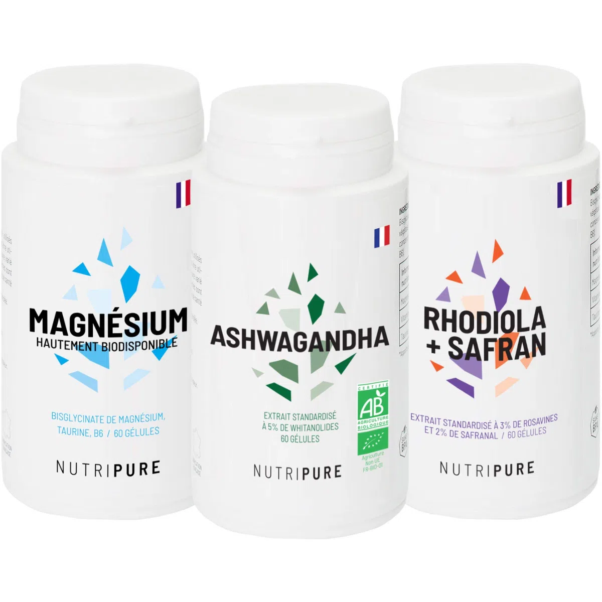 Nutripure | Pack Stress Equilibre Et Sommeil | Compléments Alimentaires Magnésium Bisglycinate, Ashwagandha & Rhodiola | Pour la Récupération | Reprendre Le Dessus Sur Soi | Cadeau Ou À Offrir