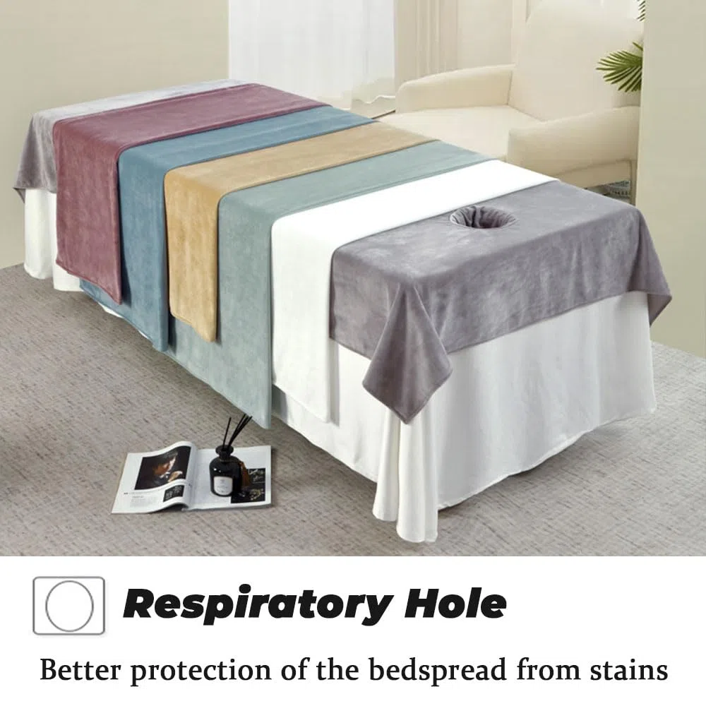 Morbuy Serviette Table de Massage, Super Doux Drap Table de Massage avec Trou Réutilisable Lavable Serviette, Housse de Table Cil pour Spa Beauté et Salon du Visage (Blanc,230x120cm)