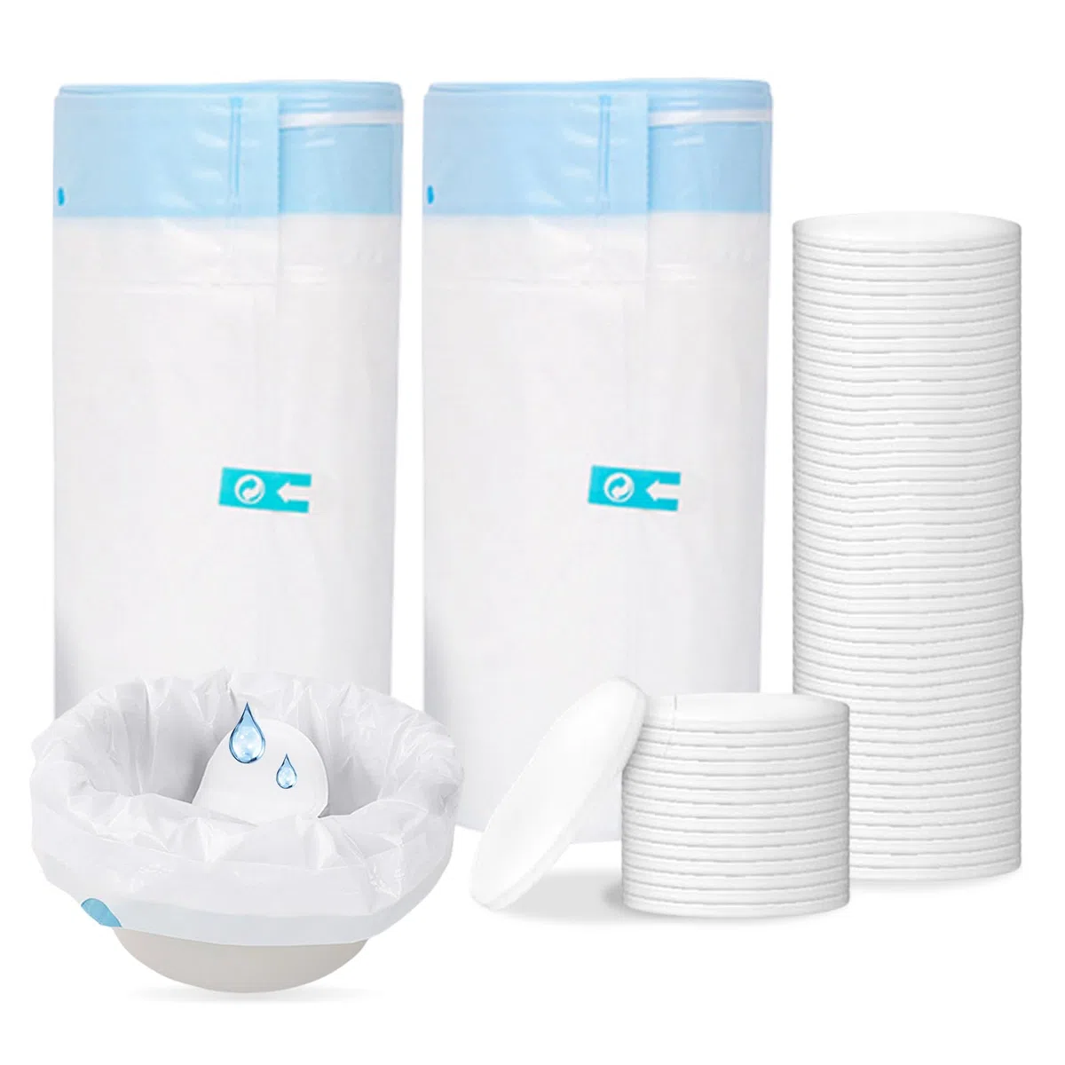 Sacs Chaises Percées: 40 Pièces Sacs De Chaise Percée Et Coussinets Absorbants, Sac Adulte Toilette Sèche, Doublures De Chaise Percée Portables, Sac Hygiénique pour Chaise pour Chaise Percée