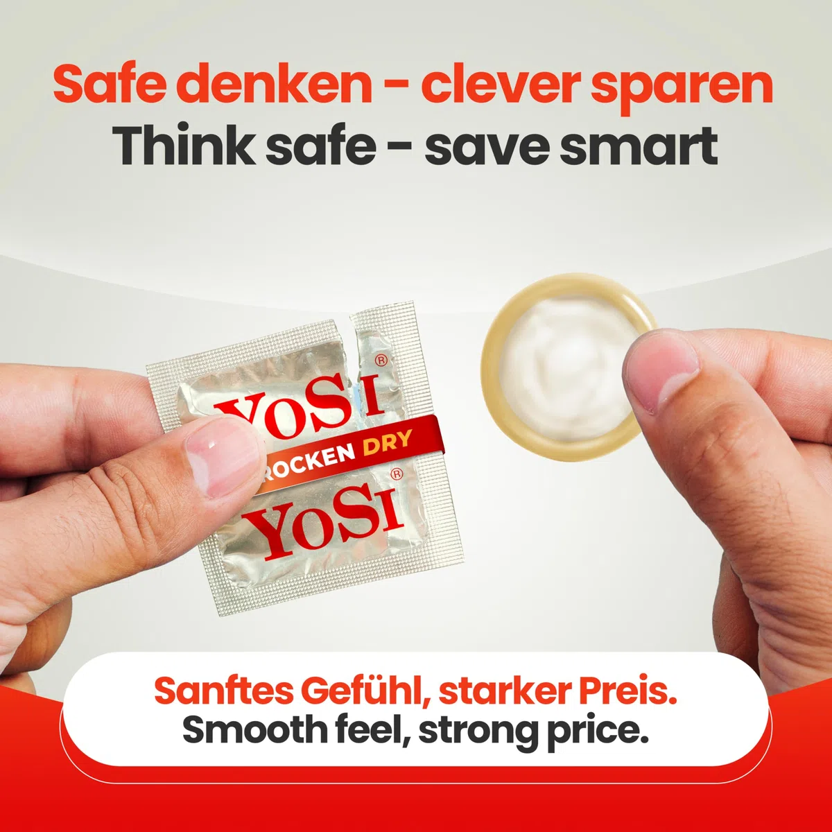 100 préservatifs de la marque YOSI « Dry » - sans lubrifiant - ajustement régulier - largeur de 53 mm - préservatifs de marque secs - préservatifs pour hommes - 100 pièces (2 x 50 pièces)