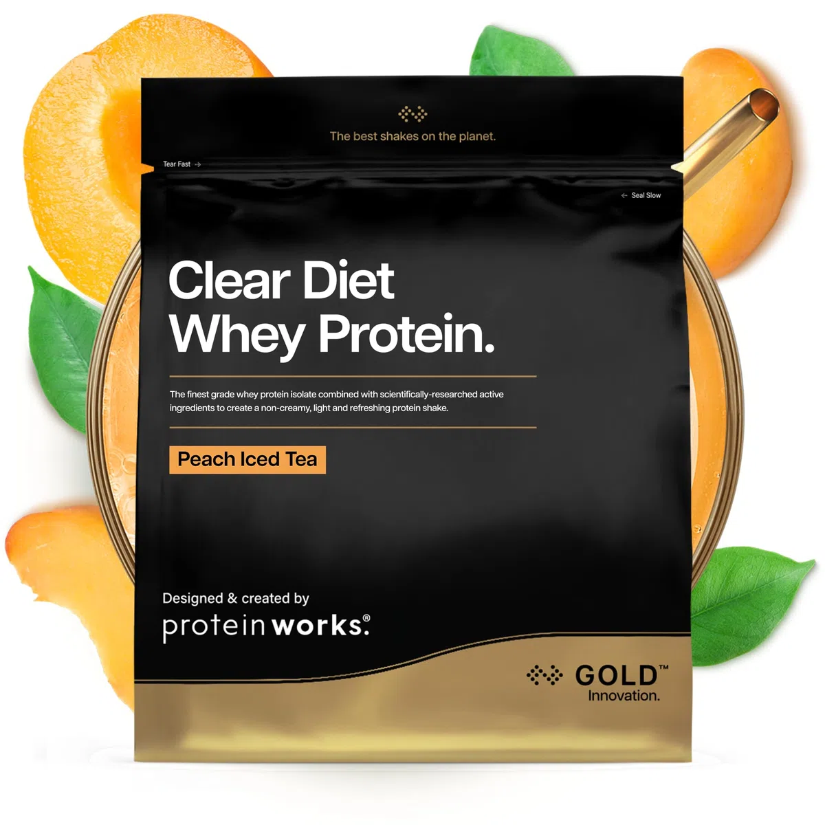 Protein Works – Poudre d'isolat de protéine de lactosérum Clear Diet, thé glacé à la pêche, 20 shakes, boisson rafraîchissante à haute teneur en protéines, 500 g