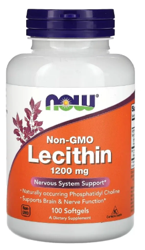 Now Foods - Lecithin 1200mg (Non-OGM) | Soutien pour la santé du cerveau et du foie - 100 capsules molles