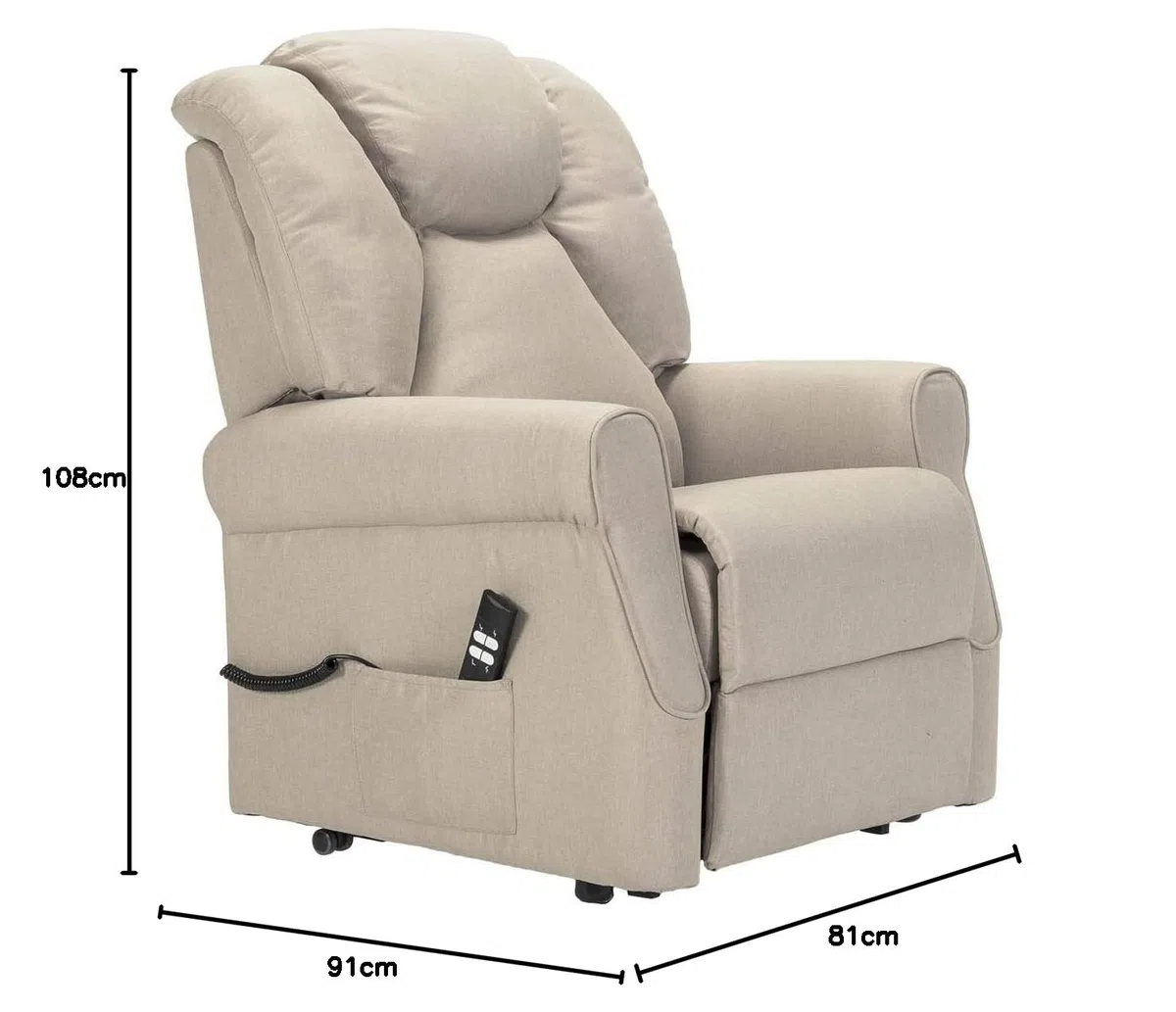 Sime Betty1 PERSONNALISÉ Fauteuil releveur Relax Dispositif Médical Vibromassage kit 4 Roues siège à Micro-Ressorts Doux résistant aux Taches Gris Claire