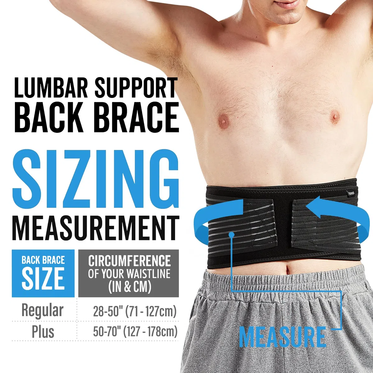 Bodyprox Support lombaire pour homme et femme - Taille Standard 71-127 cm
