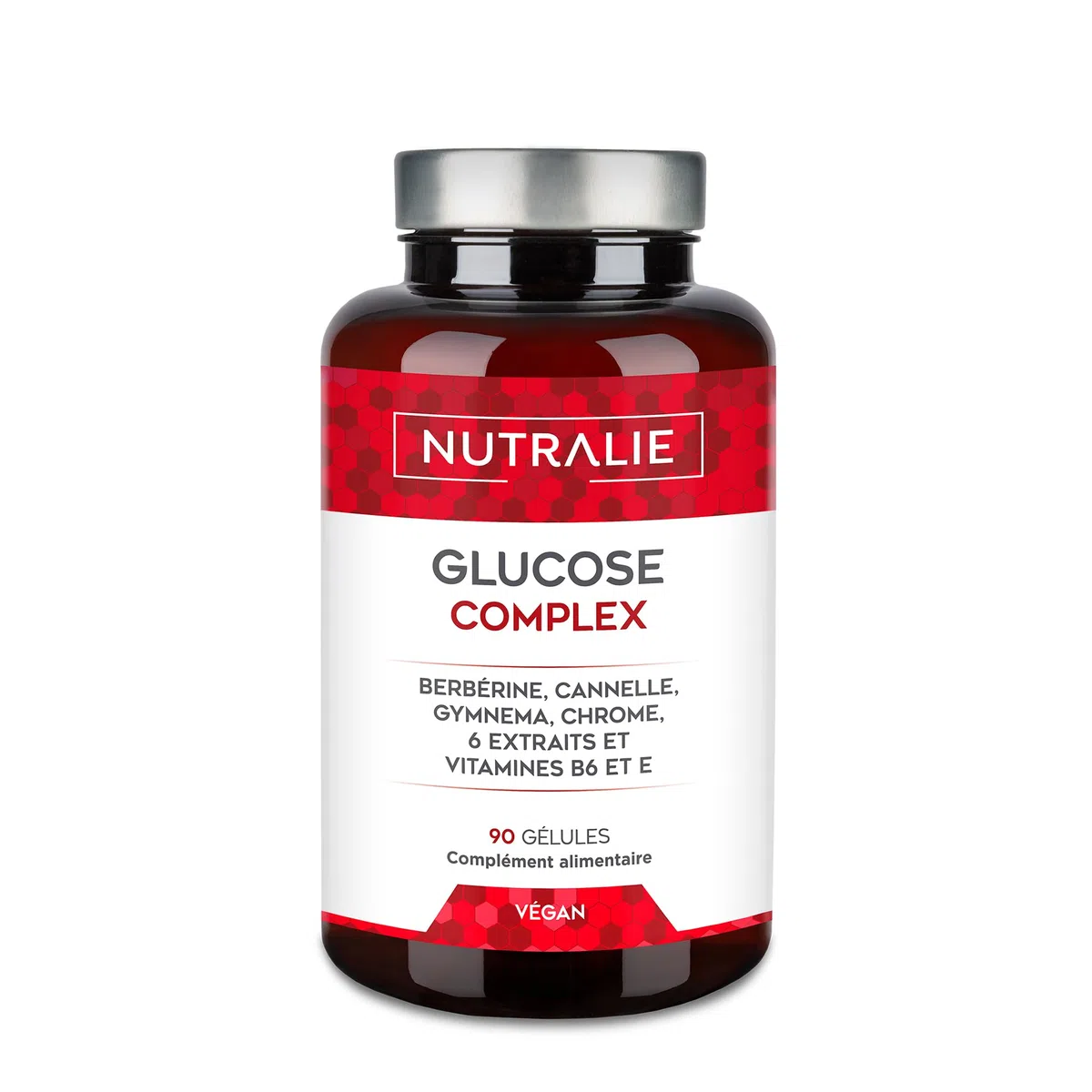 Glucose Complex 2000mg - Glycémie - Contrôle Glucose Berbérine Cannelle Chrome Melon Amer Gymnema Poivre Noir et Vitamine E B6 - Contribue au Maintien d'une Glycémie Normale - 90 Gélules Nutralie