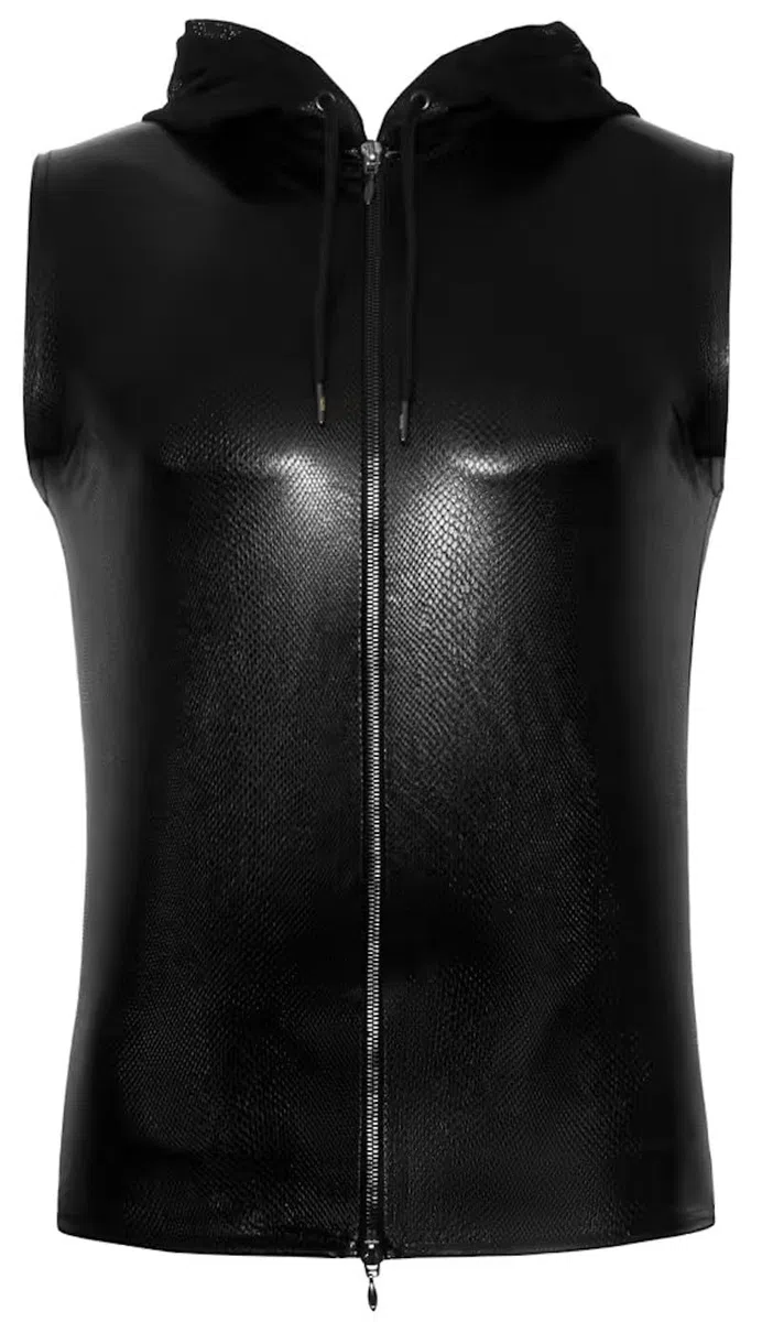 Haut pour homme en latex avec demi-manches en noir