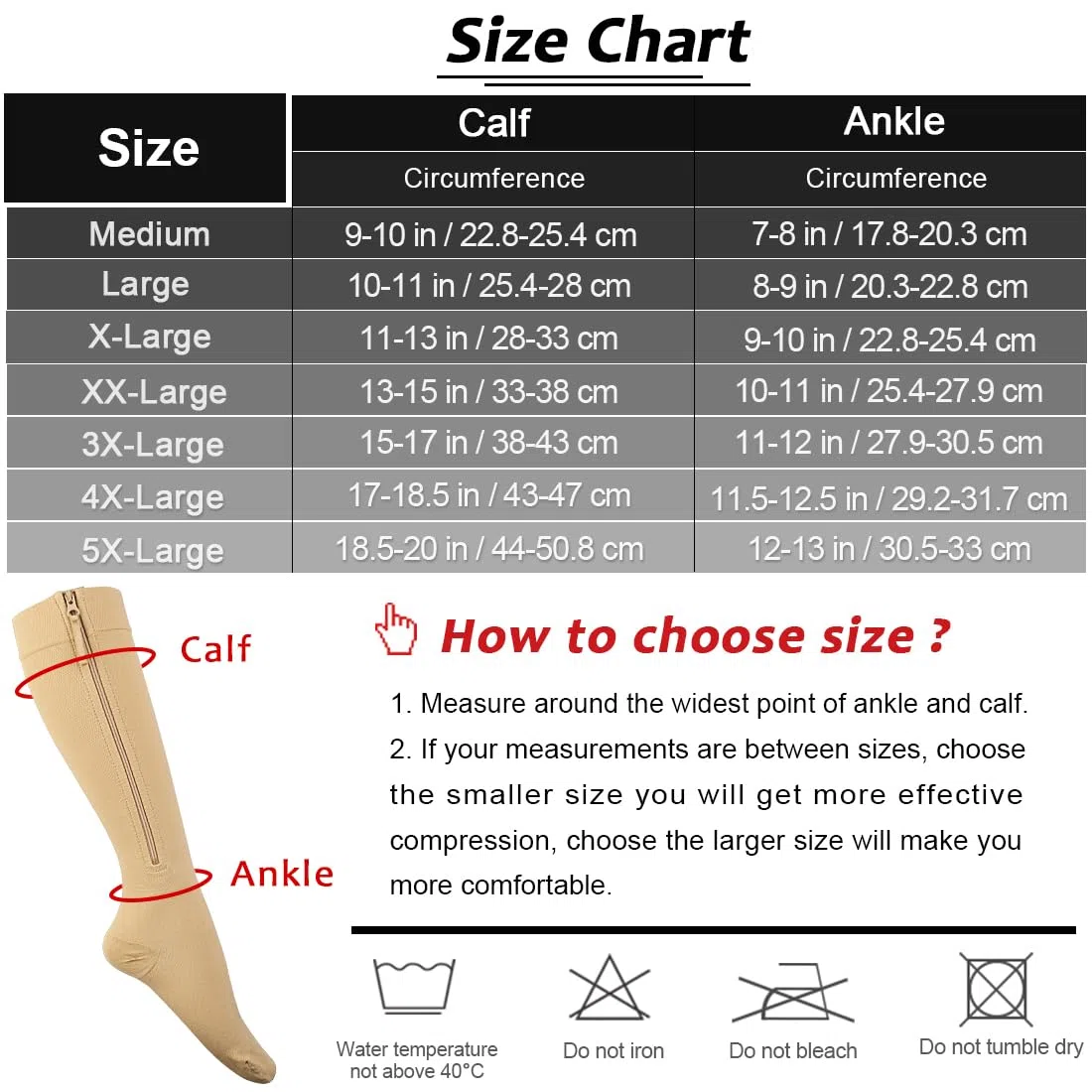 Ailaka Zipper Compression Socks for Men Women - 20-30 mmHg Close Toe Knee High Medical Compression Socks with Zipper, Zip Up Socks for Varicose Veins, Edema, Recovery, Pregnant, Nurse