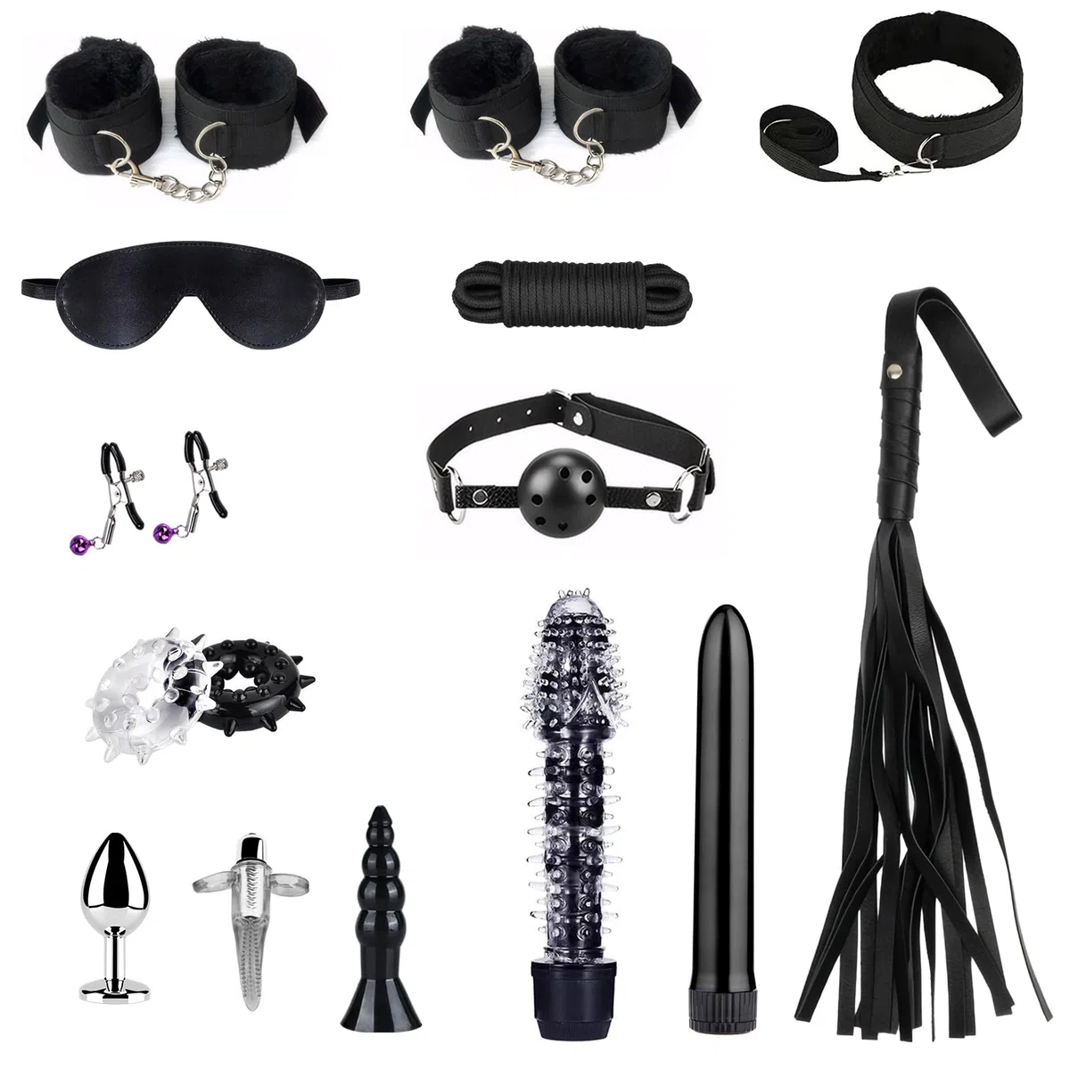 Ninonly Kit de Jeu de Rôle Adulte 15 Pièces – Accessoires Premium pour Couples Noir