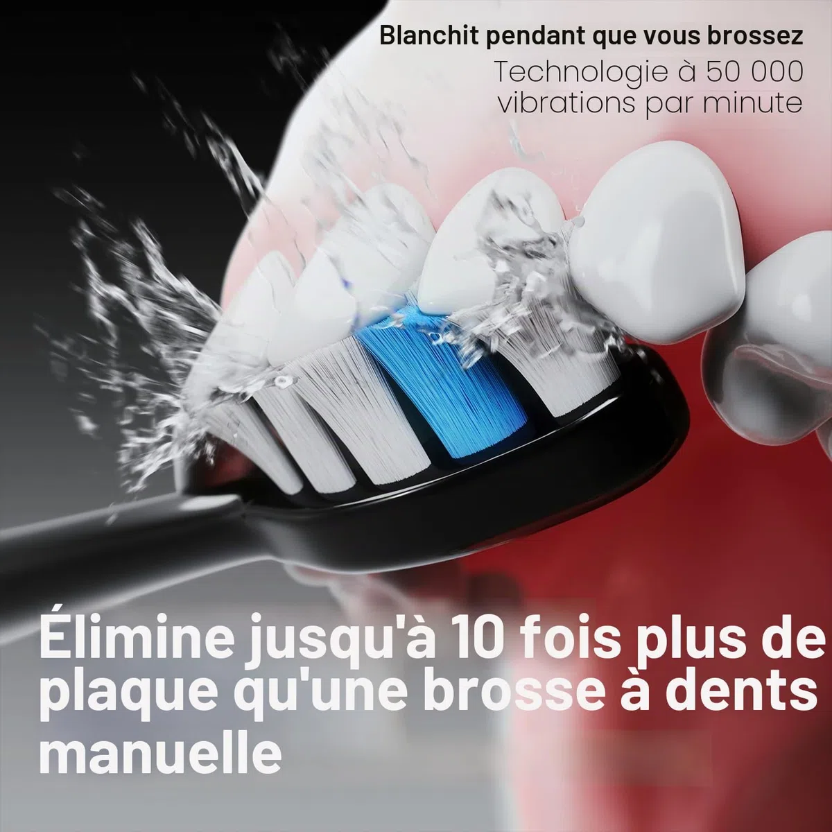 Aquasonic Black Series PRO – Brosse à dents électrique ultra-blanchissante – 5 modes et minuteurs intelligents – Étui de voyage premium et 6 têtes de brosse Proflex – Brosse à dents acceptée par ADA