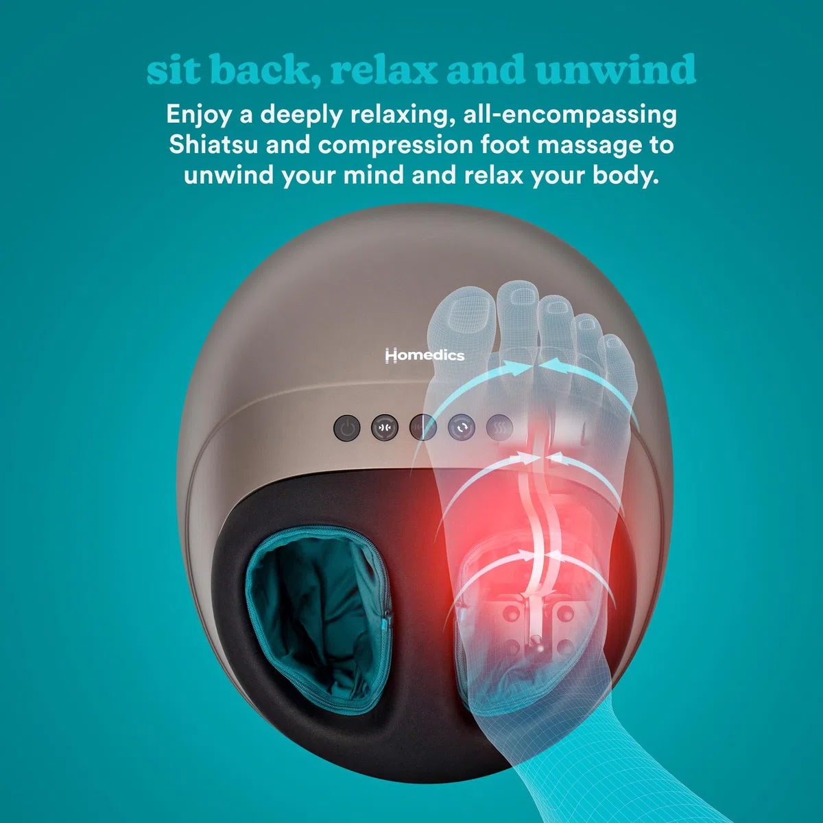 HoMedics Shiatsu Air Pro Shiatsu Appareil de Massage pour les Pieds – Appareil de Massage des Pieds Électrique avec Compression d'Air et Chaleur, Soulagement du Stress - Cadeau pour Femmes et Seniors