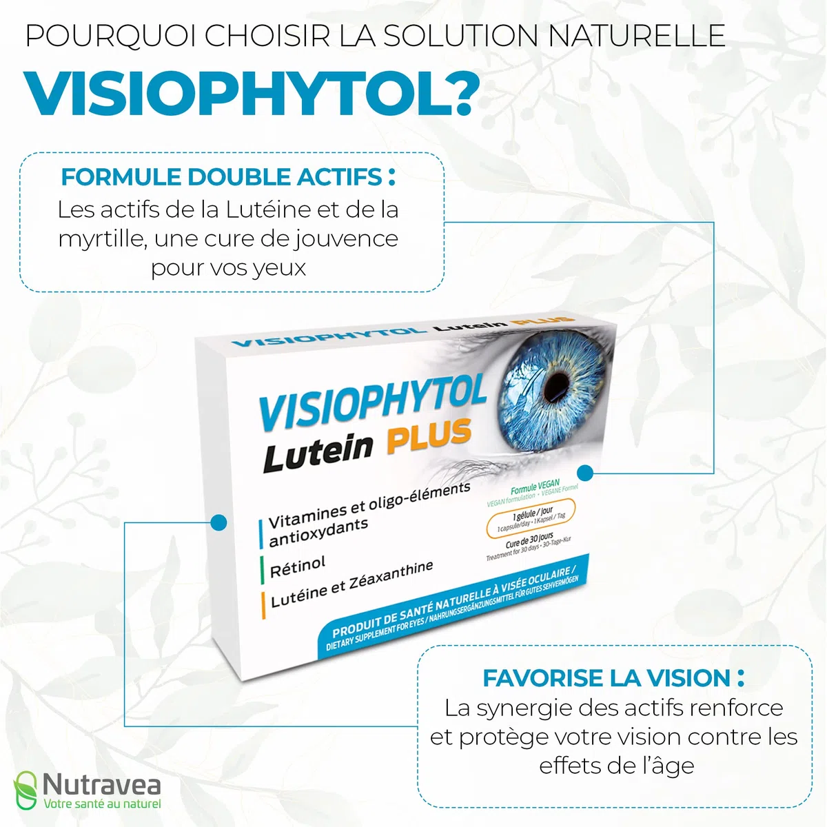 Complément Alimentaire Santé des Yeux - Vue, Vision, Confort Visuel, Glaucome, Cataracte - Lutéine, Myrtille, Zeaxanthine, Sélénium