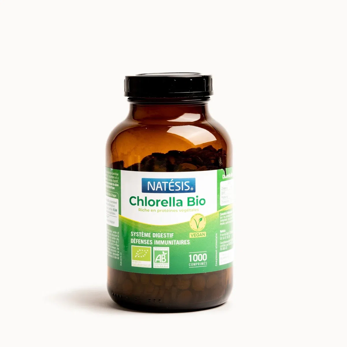 Natésis – Chlorella Bio – DÉTOX DIGESTION IMMUNITÉ – SANS ADDITIFS – SUPERFOOD : protéines végétales, chlorophylle, B12 & fer – HAUTE QUALITÉ – 1000 comprimés