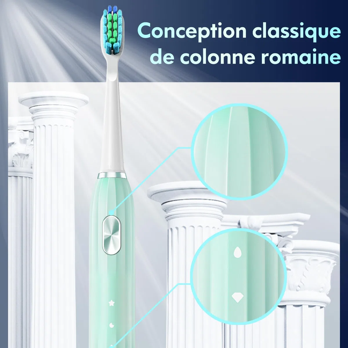 Brosse à Dents Électrique Soniques, Brosse a Dents Électrique pour Adultes et Enfants avec 5 Modes, Minuterie Intégrée et 9 Têtes Electric Toothbrush (Vert)