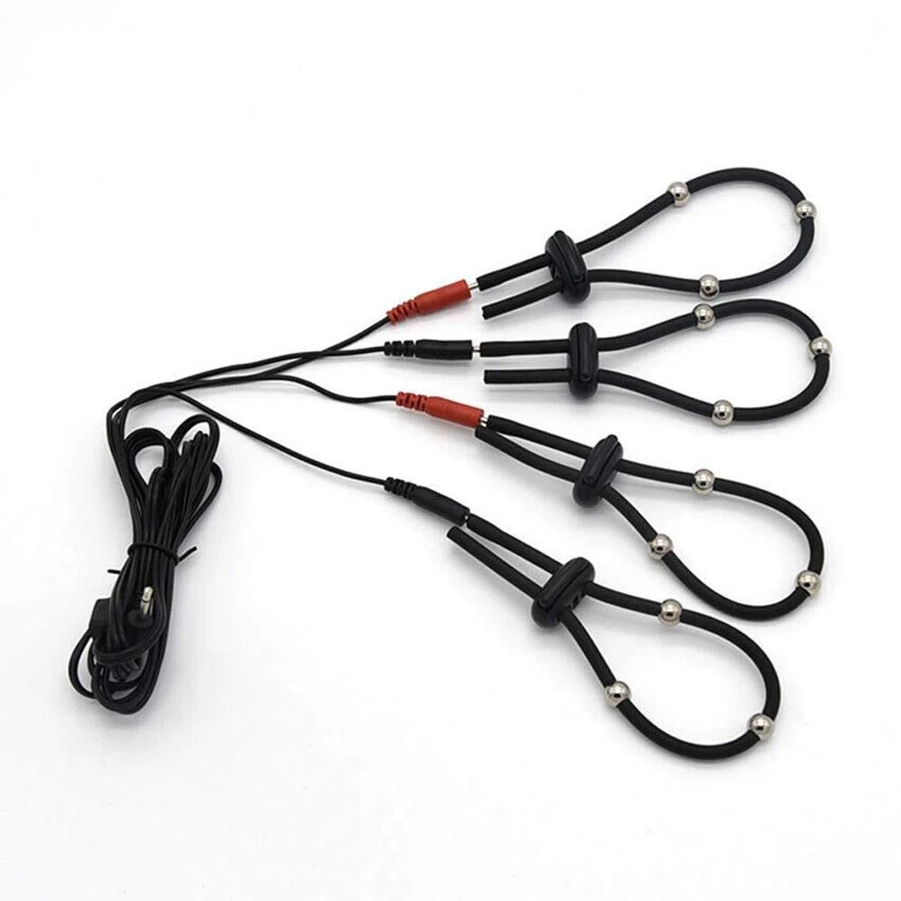 Sexe Estimé Appareil électrosex silicone Ensemble d'anneaux de pénis Electro Shock Extenseur d'agrandissement de pénis Enhancer Anneaux conducteurs Electrostimulation Sex Toys Mastrubrator pour hommes