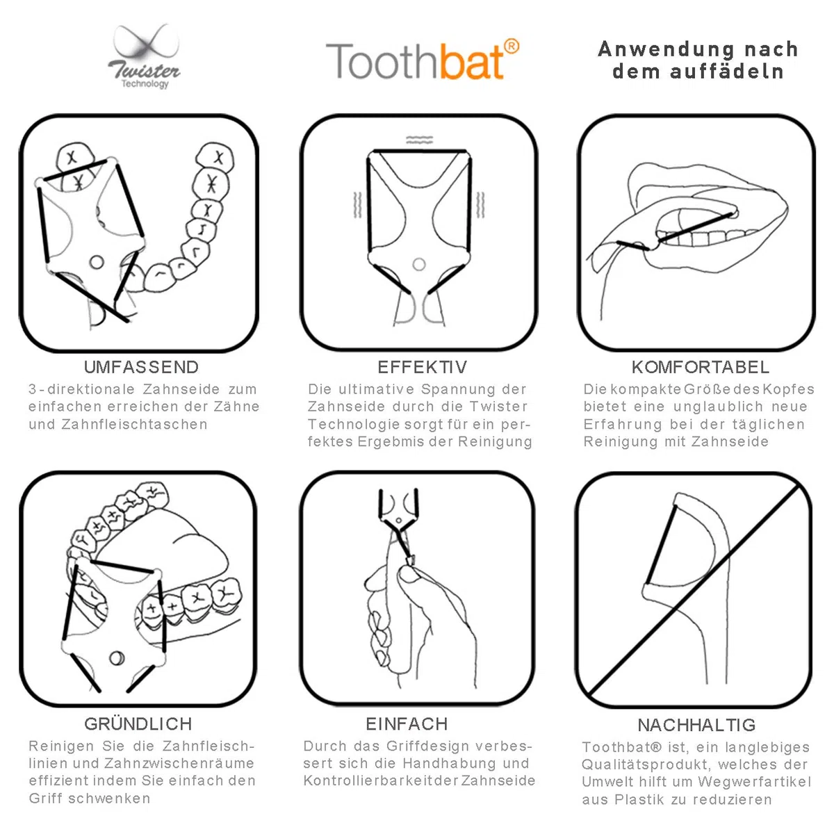 Wow Support Fil dentaire pour la bouche parfaite et de nettoyage dentaire, nettoyage interdentaires, hygiène dentaire, soins de santé (Verte)