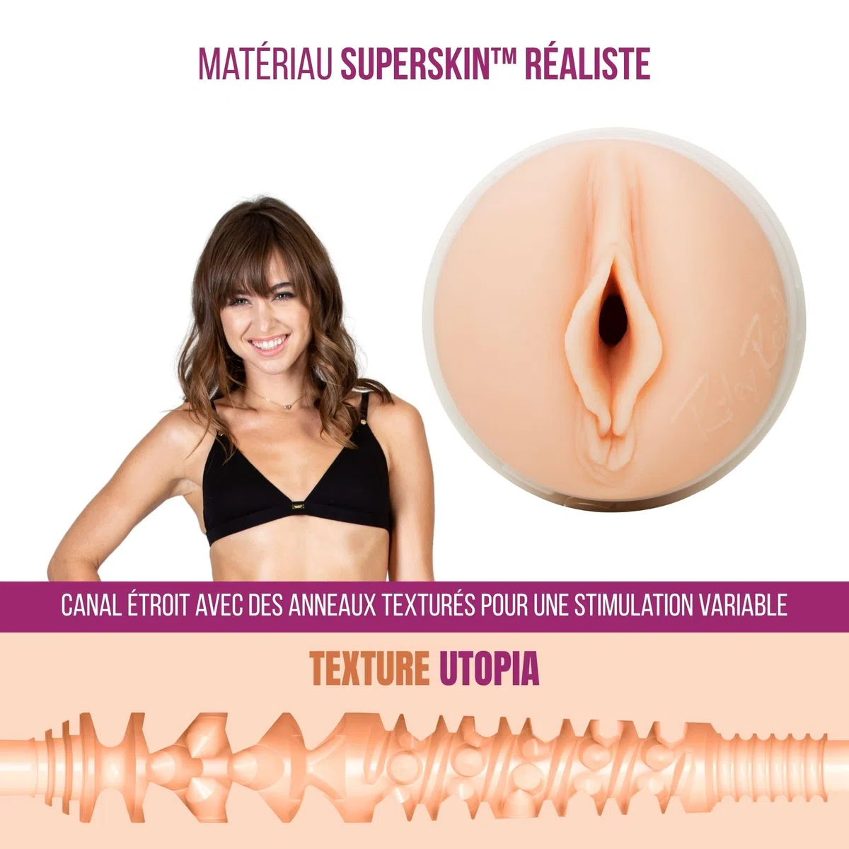 Fleshlight Riley Reid Utopia - masturbateur discret et stable en matériau SuperSkin réaliste