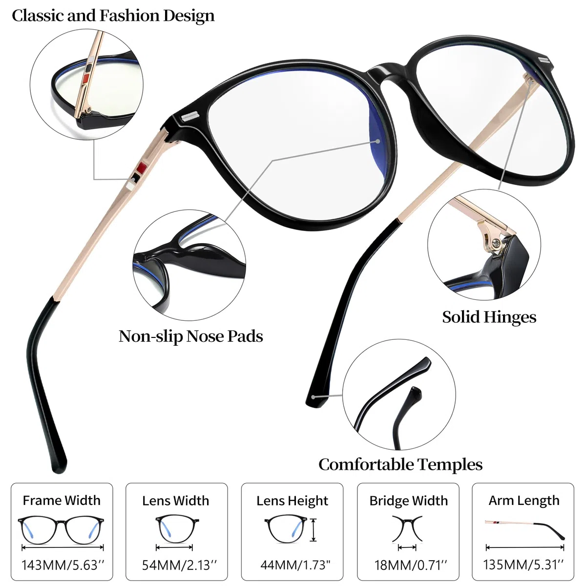 Joopin Lunettes anti Lumière Bleue pour Femme Protection Écran Anti-Fatigue pour Gaming et Ordinateur avec Filtre UV400