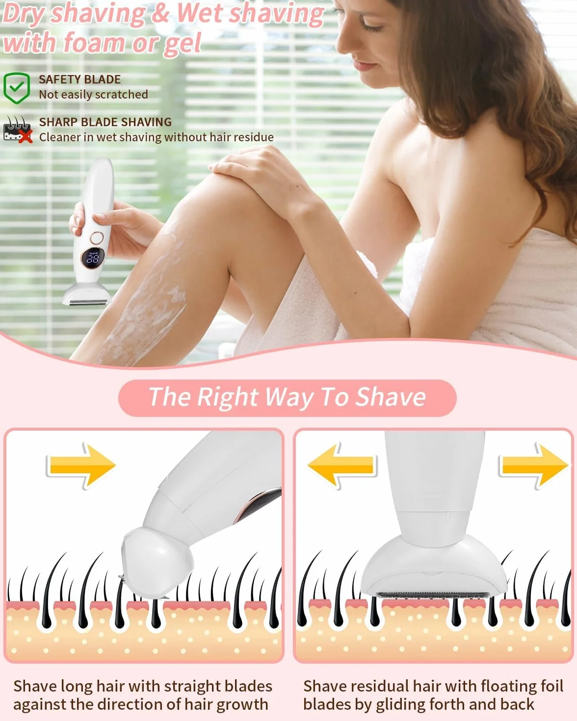 Rasoir Electrique Femme, 5 en 1 Tondeuse Femme Intime, Rasoir Femme Electrique avec Station de USB Rechargeable, Tondeuse Maillot Femme, pour Le Corps, Les Aisselles, Le Bikini, Les Sourcils et Le Nez