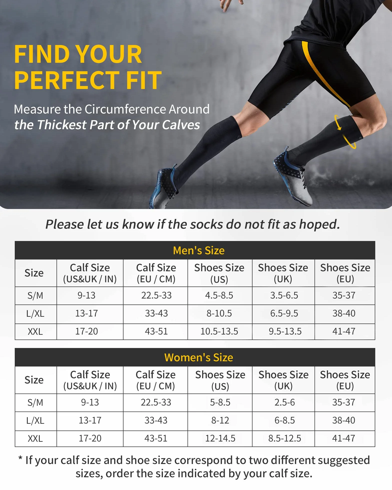 CAMBIVO 2 Paires Chaussettes de Contention, Bas de Compression Homme et Femme, Noir, L/XL: 39-42