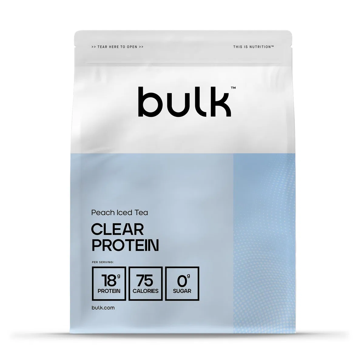 Bulk Clear Protein | Mélange de Whey & Collagène | 400 g | 20 portions | 18 g de protéines | 5 g de BCAA | Absorption rapide | Favorise la croissance musculaire | Thé glacé pêche