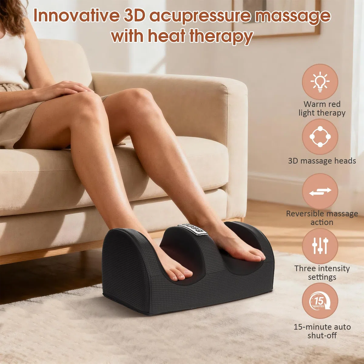 Massage pieds Avec Chauffage, Massage Shiatsu PéTrissant, Relaxant Les Muscles Des Pieds et Des Jambes, Masseur de Jambes pour Bureau/Maison, Cadeau Pour Maman, Papa