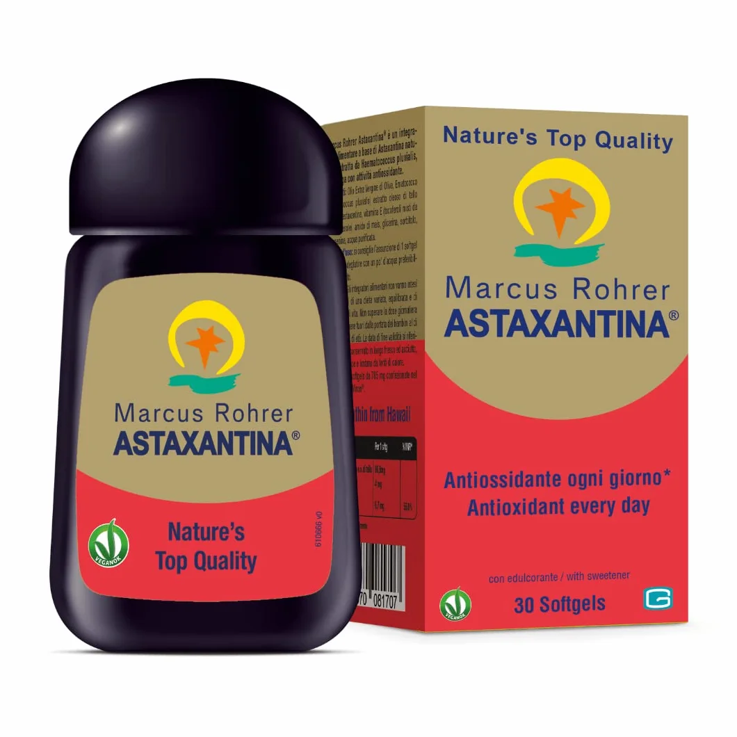 Marcus Rohrer Astaxanthine, Complément Alimentaire Antioxydant, Protection Soleil, Rayons UV, Vieillissement Peau et Yeux, Stress Oxydatif, 30 Softgel