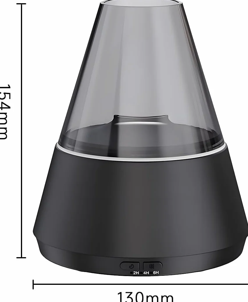 QUMOX Diffuseur d'arômes A9 Flame 150 ml – Humidificateur d'huiles essentielles avec simulation de flamme et lumière ambiante changeante de couleur, minuterie 2 h/4 h/6 h, arrêt automatique, brume fra