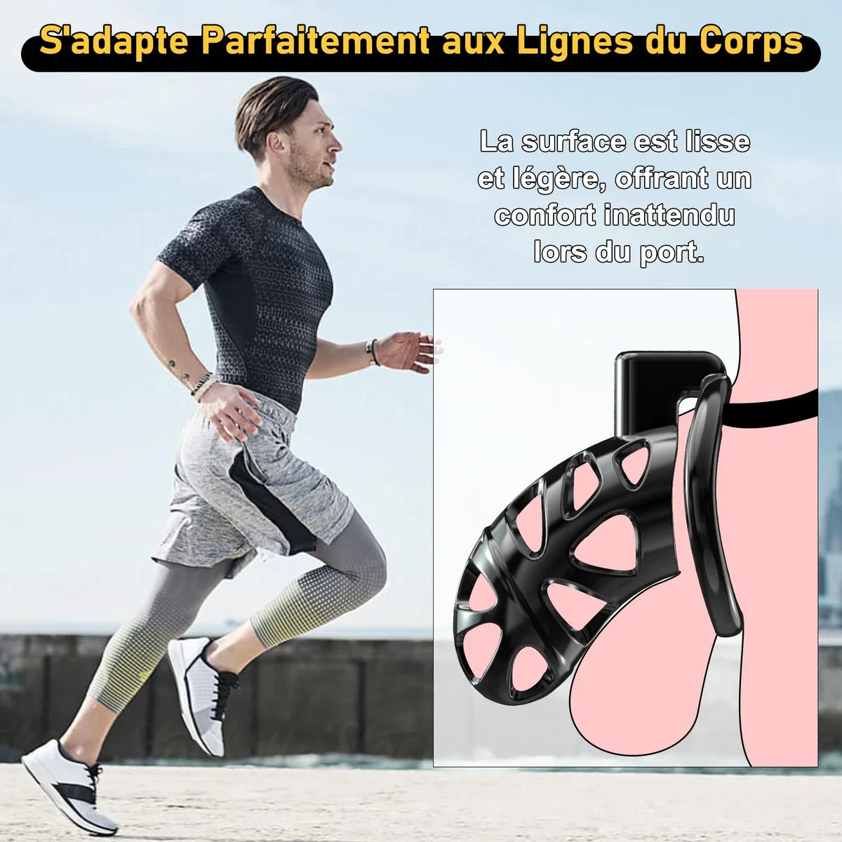 Cages de Chasteté Nouvelle Version de Gethorny - Cage à Pénis 3D Légère avec 3 Tailles Anneaux de Pénis Amovibles pour Empêcher L'érection, Bondage SM avec Ceinture de Chasteté Sex Toýs Couple