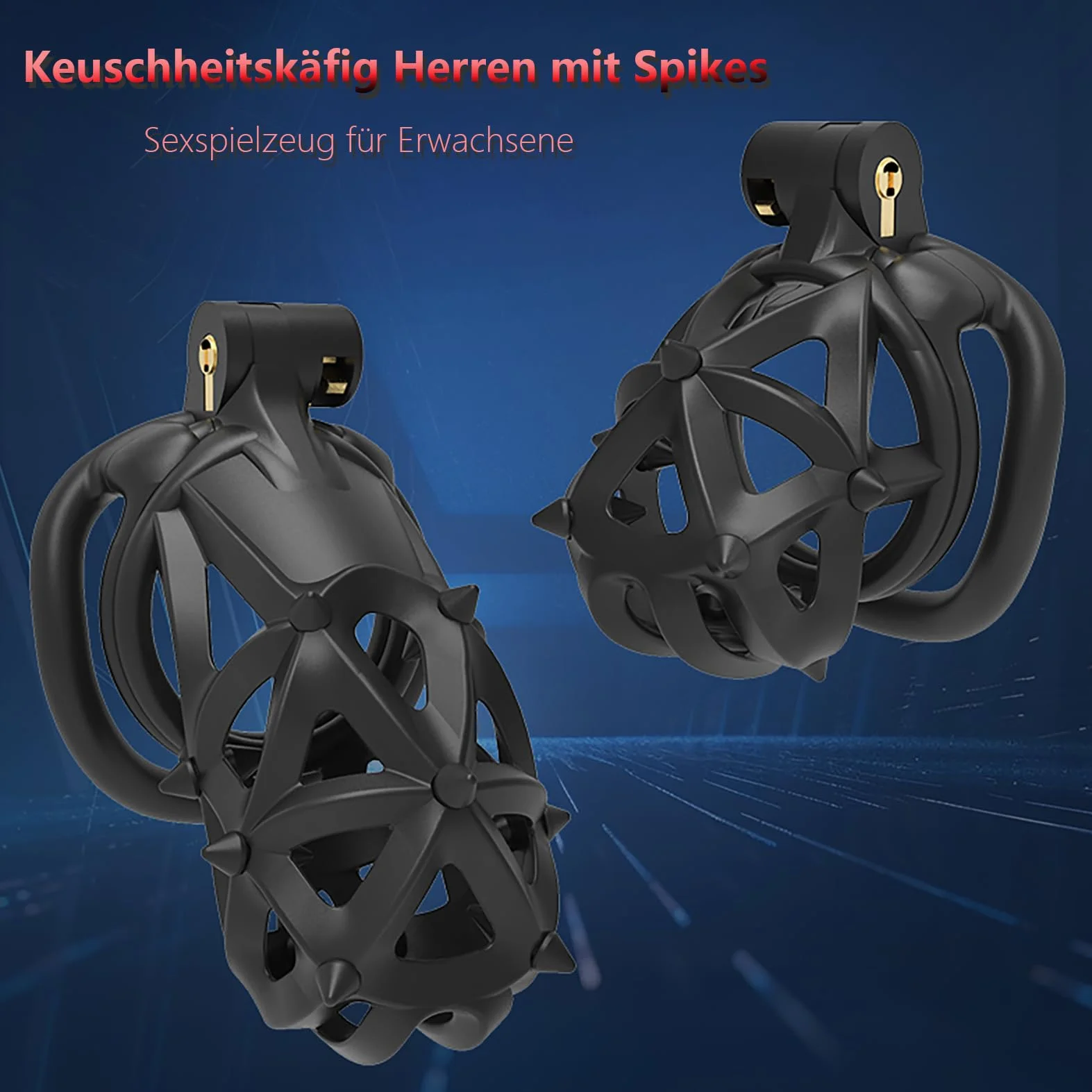SeLgurFos Silicone Double Tête Rivets Cage à Pénis Set avec 4 Anneaux à Pénis 3D Print Ventilation Cage de Chasteté Hommes Petit Nylon Cock Cage SM Bondage Sextoys pour Hommes (Short-Arc Ring)