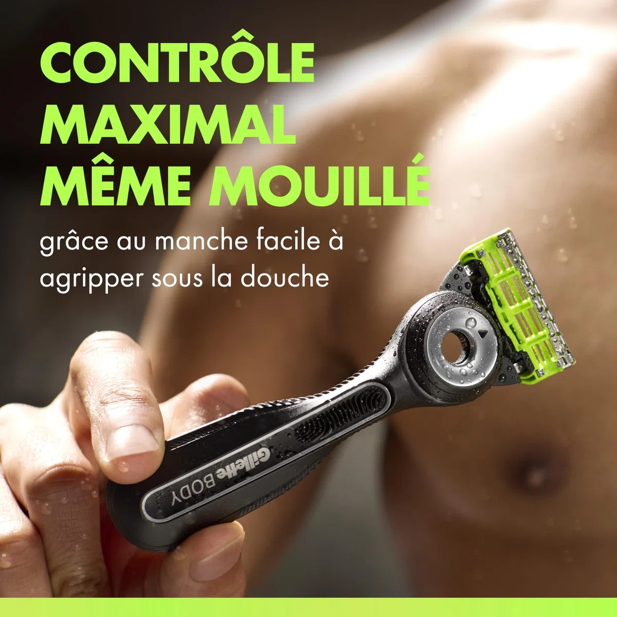 Gillette Labs Body + Intimate Rasoir Intime Homme, 5 Cartouches, Noir – Conçu pour le Rasage du Corps et du Pubis, Lames avec une Barre Anti-Poils Incarnés et Irritation, Manche Facile à Gripper